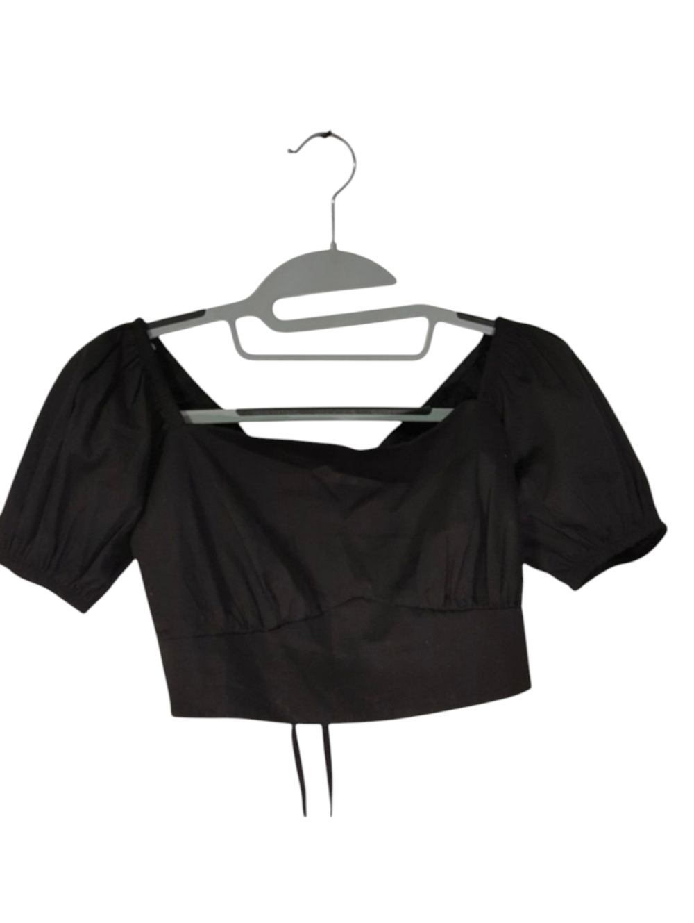Shasa Black Crop Top with Lace Up Back Size Small